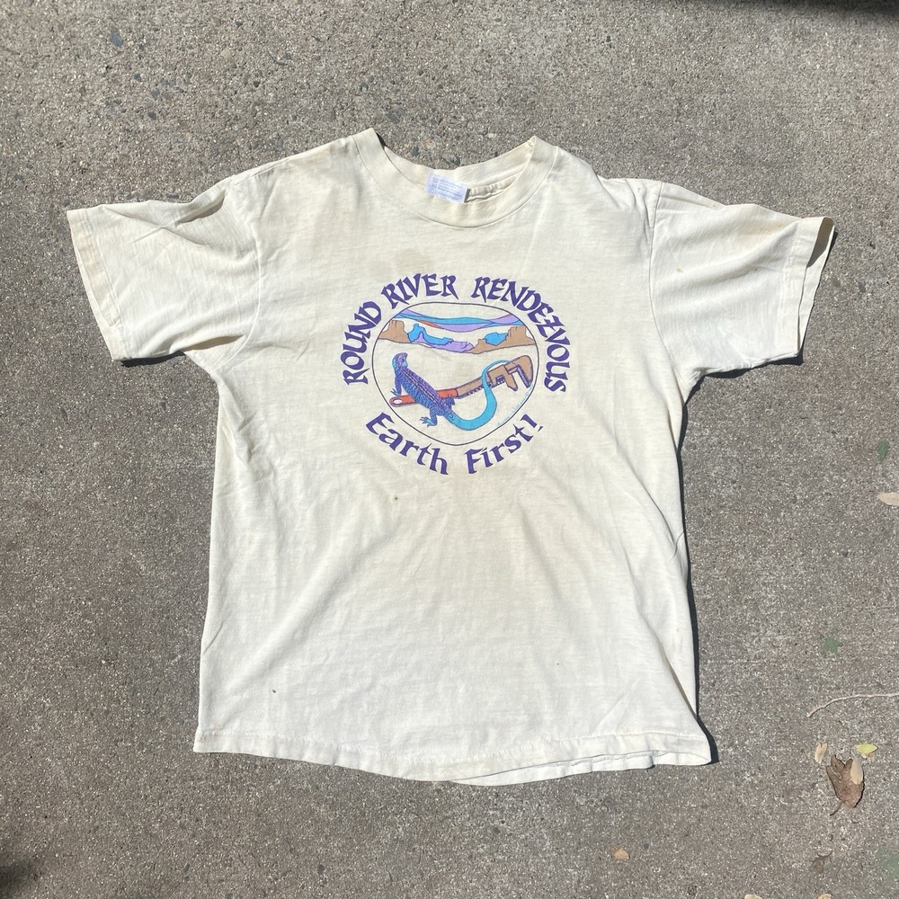 Vintage 80s EARTH FIRST! Tee Shirt Radical Environmentalism Medium Grand Canyon